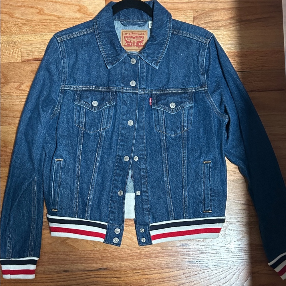 Levi's Indigo Denim Jacket with Striped Cuffs